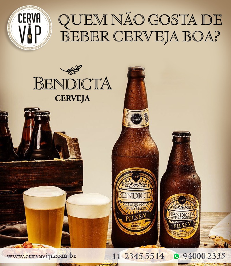 Garrafas Bendicta Pilsen 600ml e 300ml Puro Malte